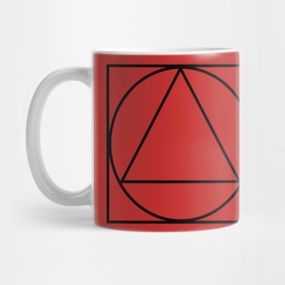 Triangle within a circle within a square Mug